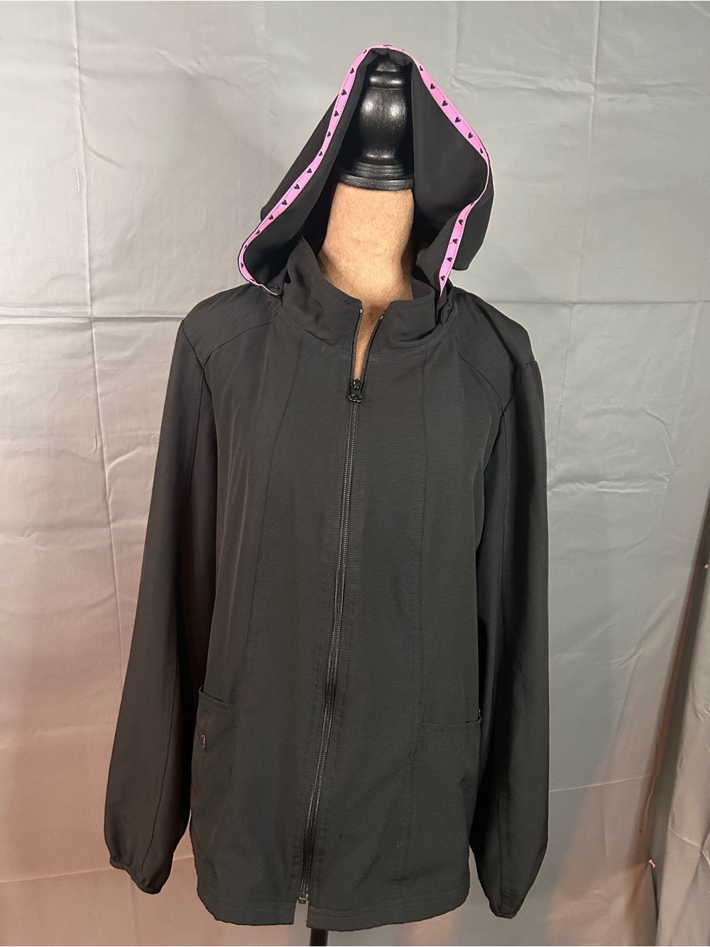 HeartSoul Black Hooded Utility Jacket with Pink Trim